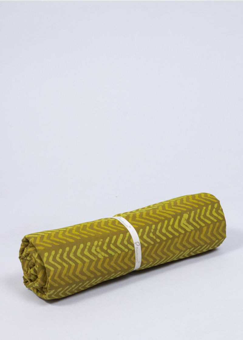 Port of Summer Yellow Mulmul Hand Block Printed Fabric (2.50 Meter)