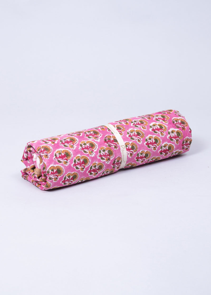 Merrilines Pink  Mulmul Hand Block Printed Fabric (2.80 Meter)