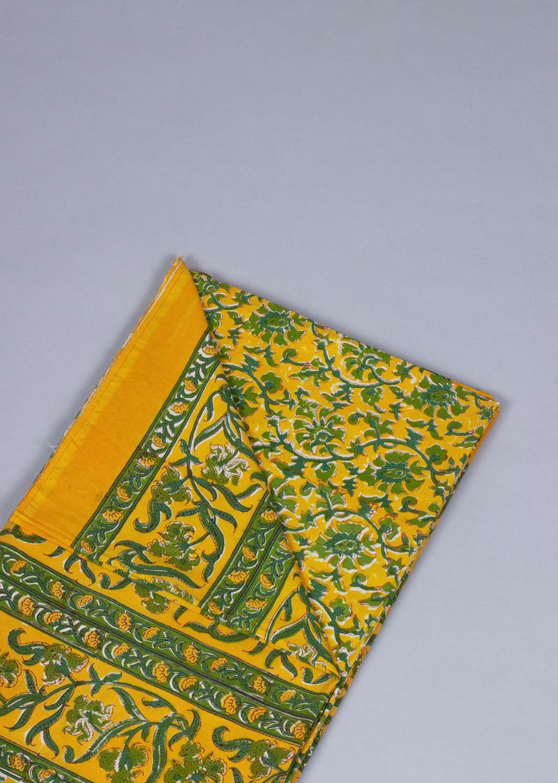 Vineyard Spring Amber Hand Block Printed Cotton Bedsheet