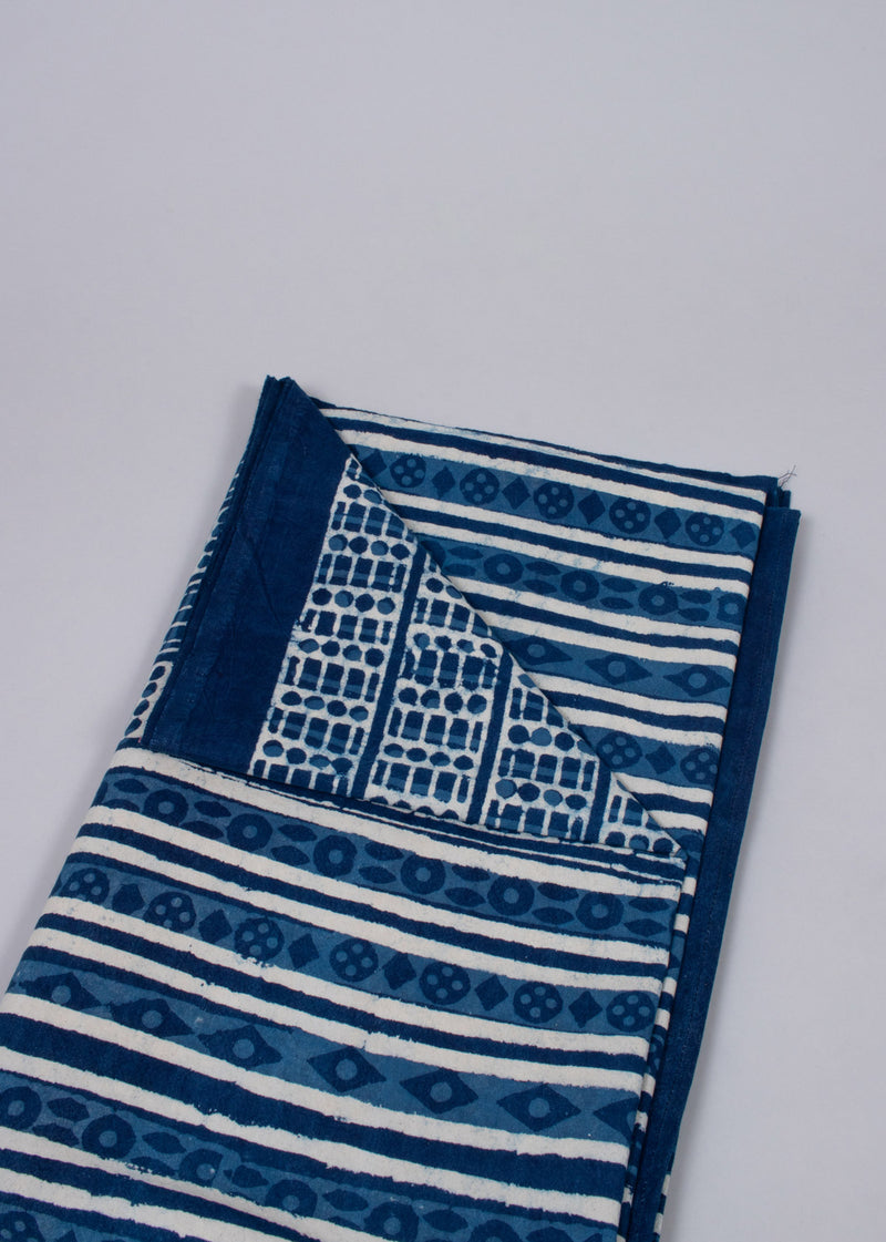 Streamlines Blue Hand Block Printed Cotton Bedsheets
