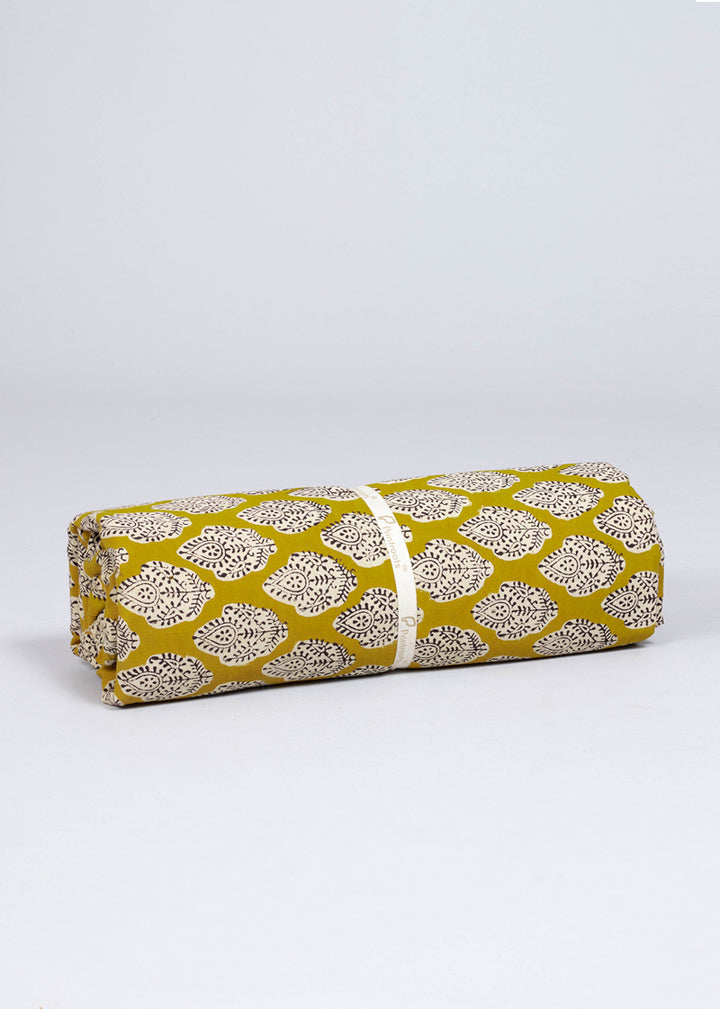 Forsaken Mustard Cotton Hand Block Printed Fabric