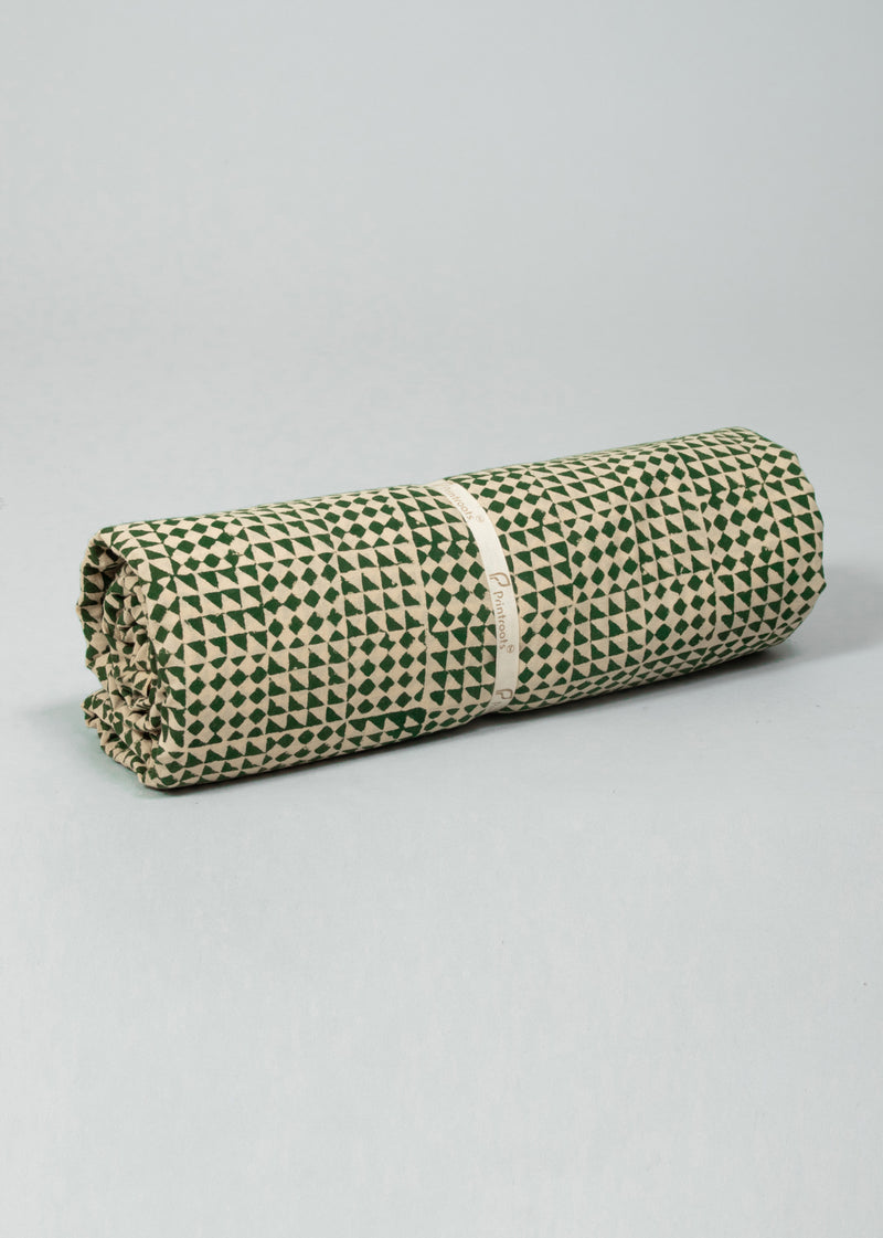 Rhinestone Green Cotton Hand Block Printed Fabric