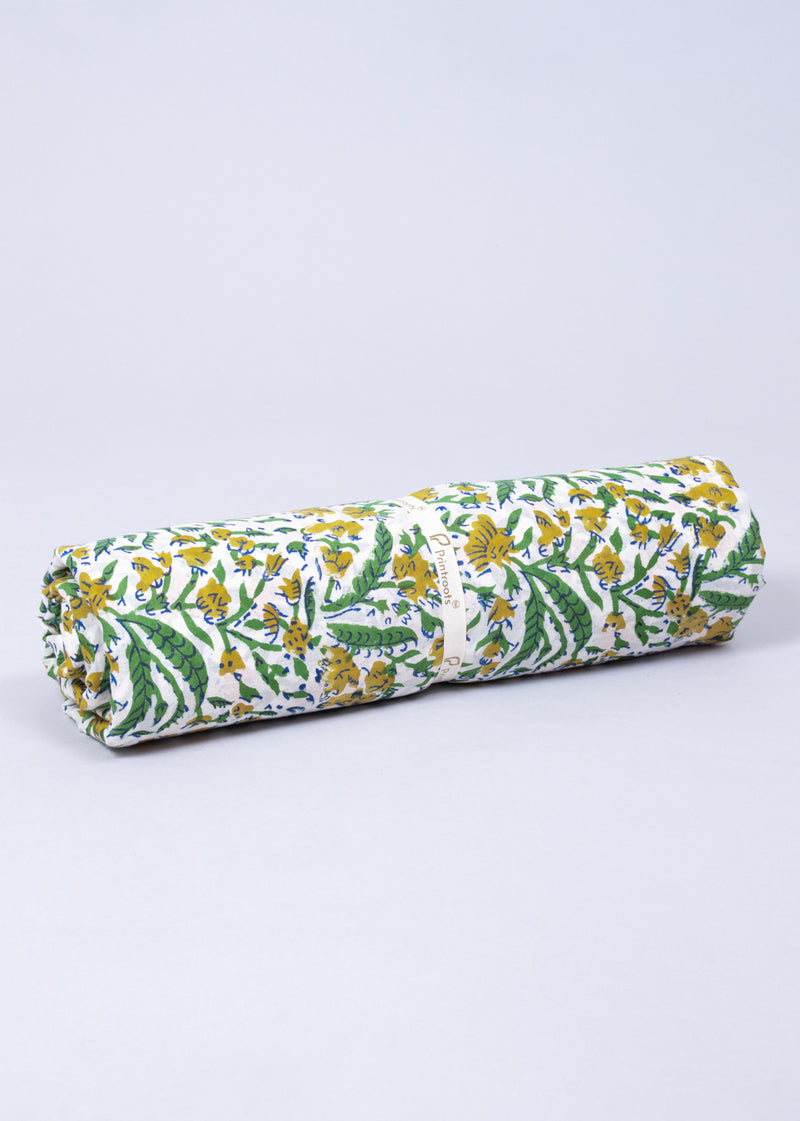 Beaches Green Mulmul Hand Block Printed Fabric (1.70 Meter)