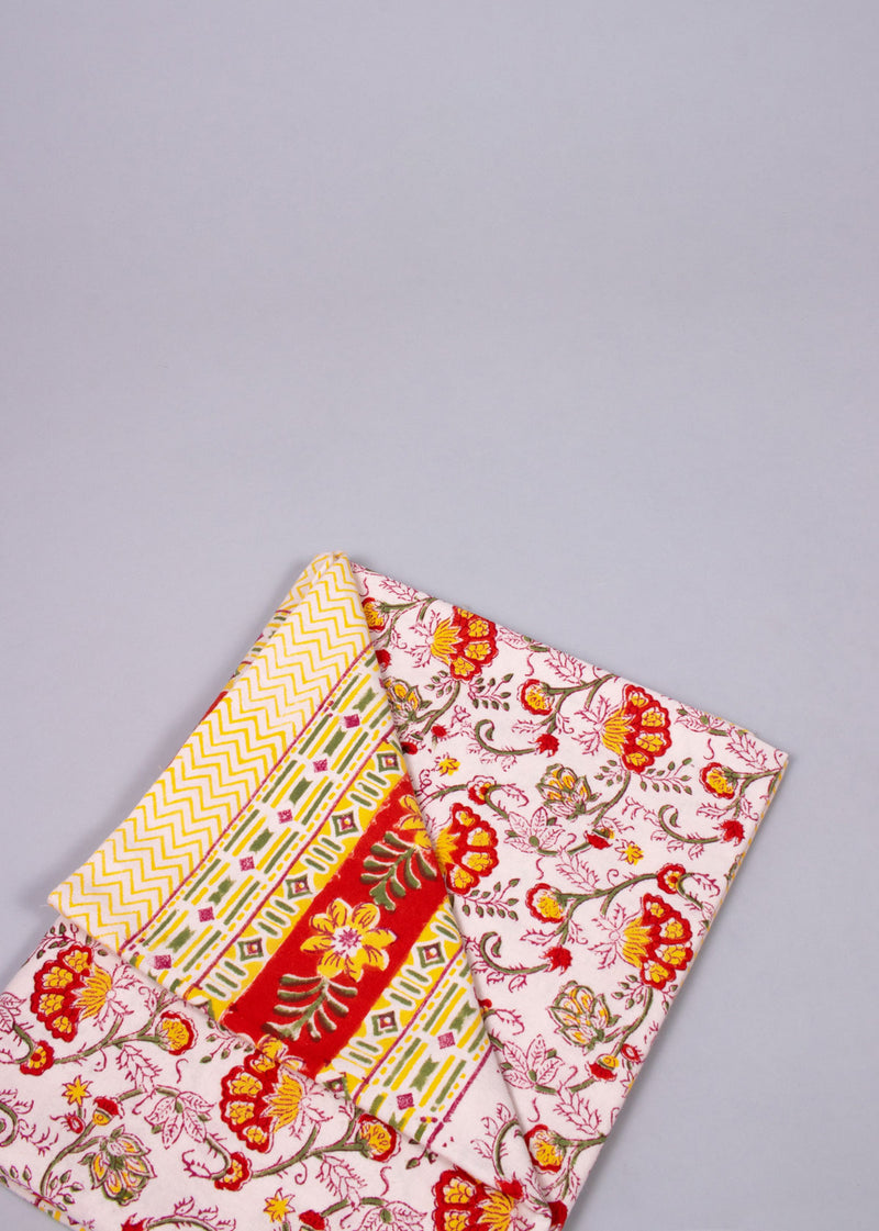 Flame of the Butea Hand Block Printed Cotton Bedsheets