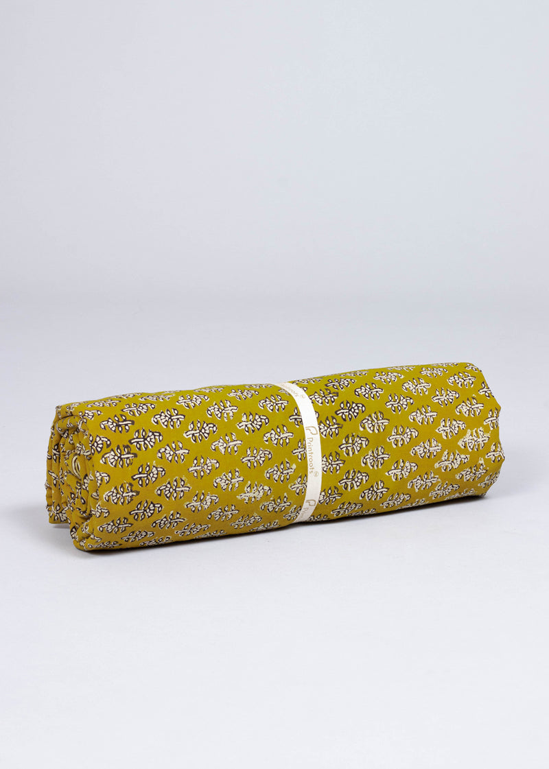 Euphony Mustard Cotton Hand Block Printed Fabric