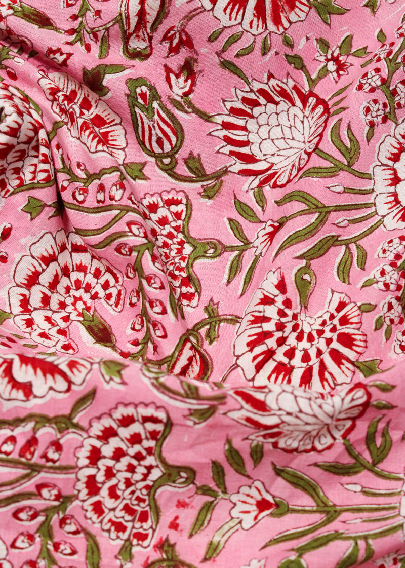 Chasing Blossoms Cotton Hand Block Printed Fabric (2.00 Meter)
