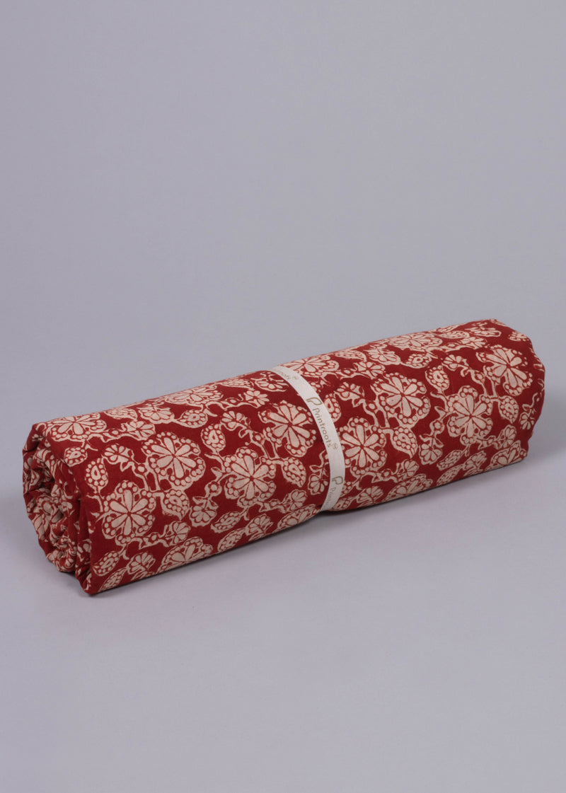 Surkh-Siyah Red Champa Hand Block Printed Fabric (3.00 Meter)