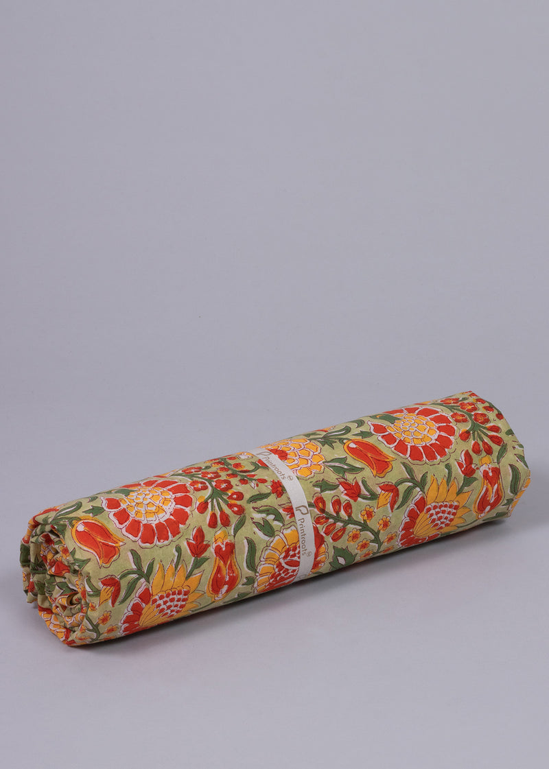 A Floral Medley Cotton Hand Block Printed Fabric (2.00 Meter)