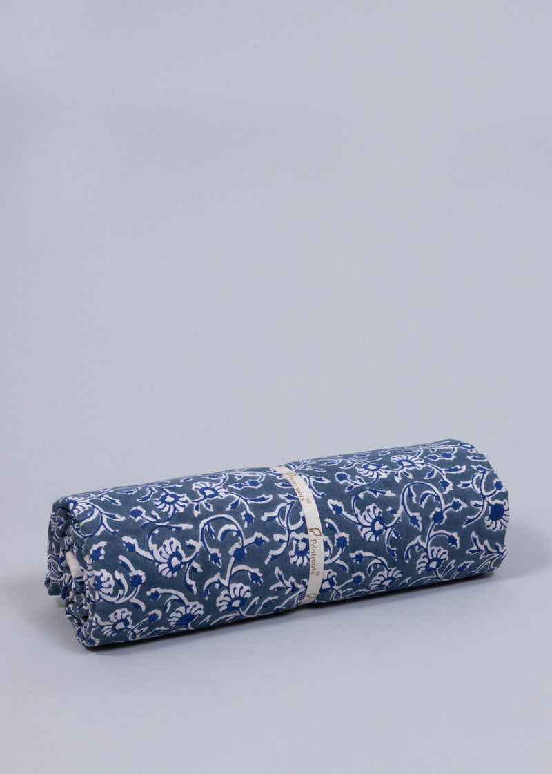 Meadow Blue Cotton Hand Block Printed Fabric (2.00 Meter)