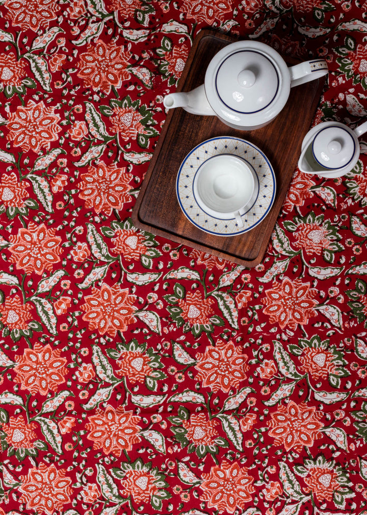 Bloom Ablazed Hand Block Printed Table Cover