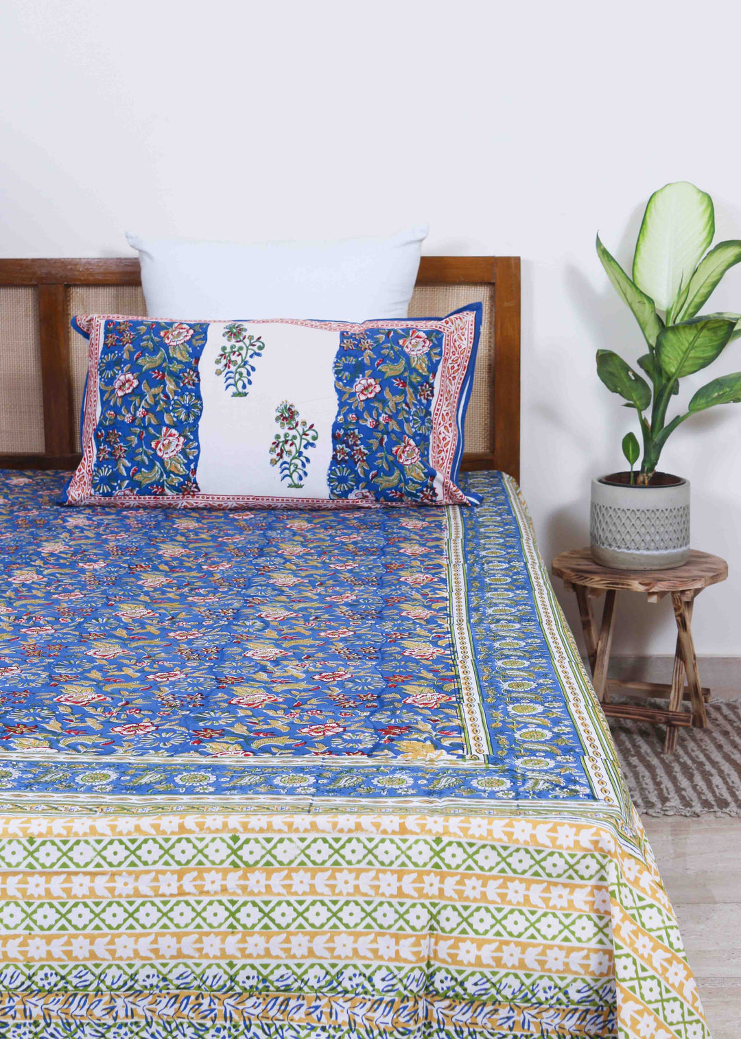 Night Rose Cotton Hand Block Printed Bed Linens