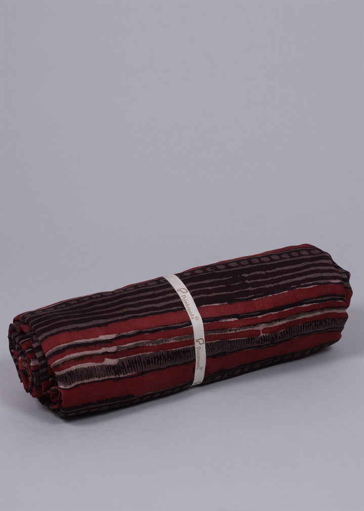 Aerial Chaise Maroon Chanderi Hand Block Printed Fabric