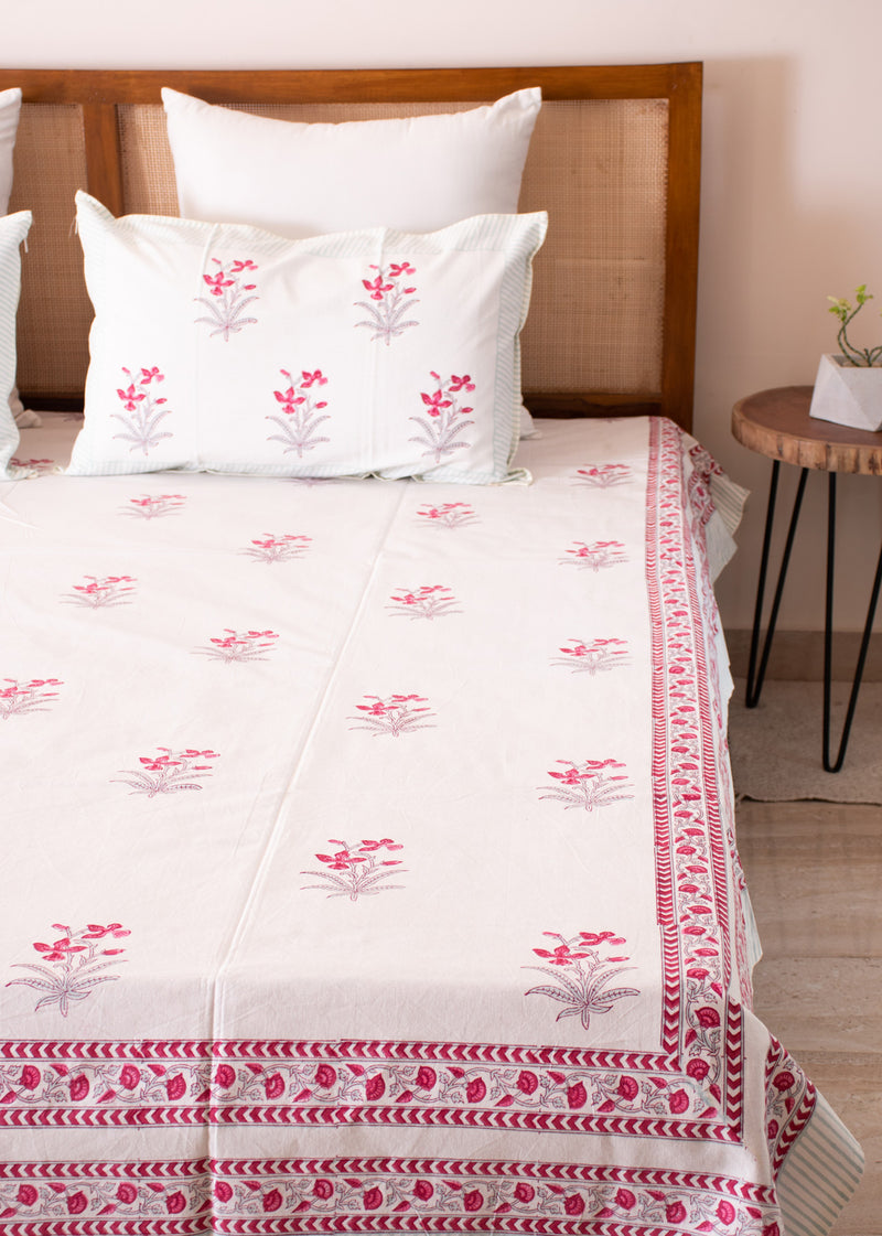 Lovely Inferno Hand Block Printed Cotton Bedsheet