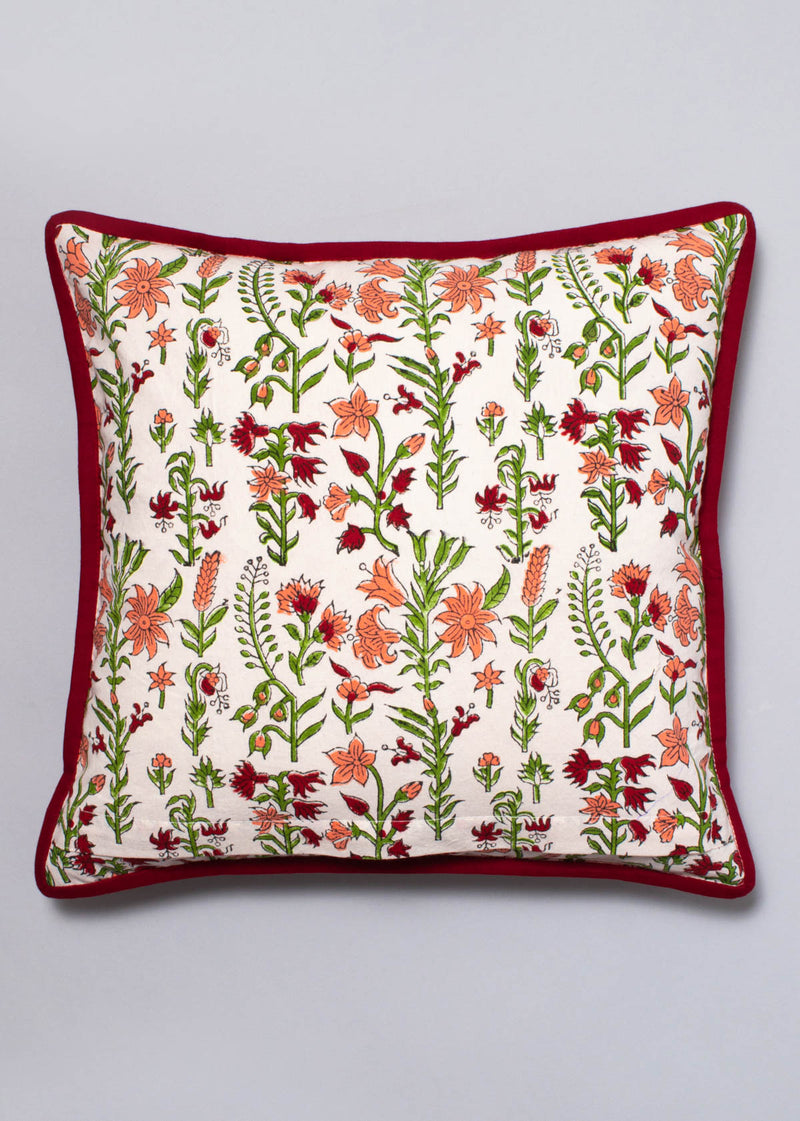 Field of Florals Hand Block Printed Cushion Cover