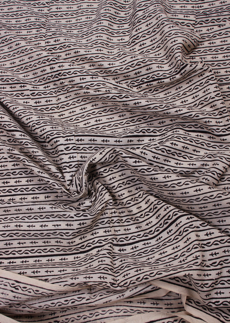 Dryland  Waves Cotton Hand Block Printed Fabric