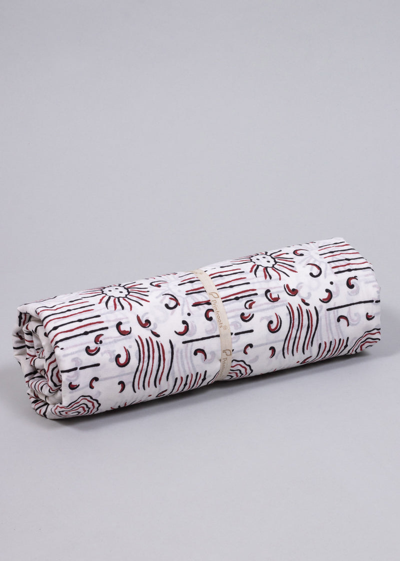Antariksh Brown and Black Cotton Hand Block Printed Fabric (1.60 Meter)