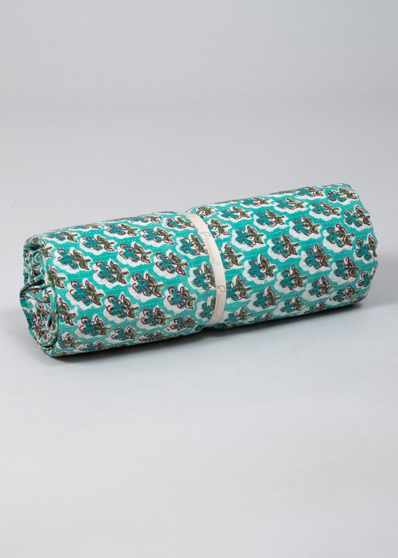 Midnight Child Sea Cotton Hand Block Printed Kantha Fabric (1.00 Meter)