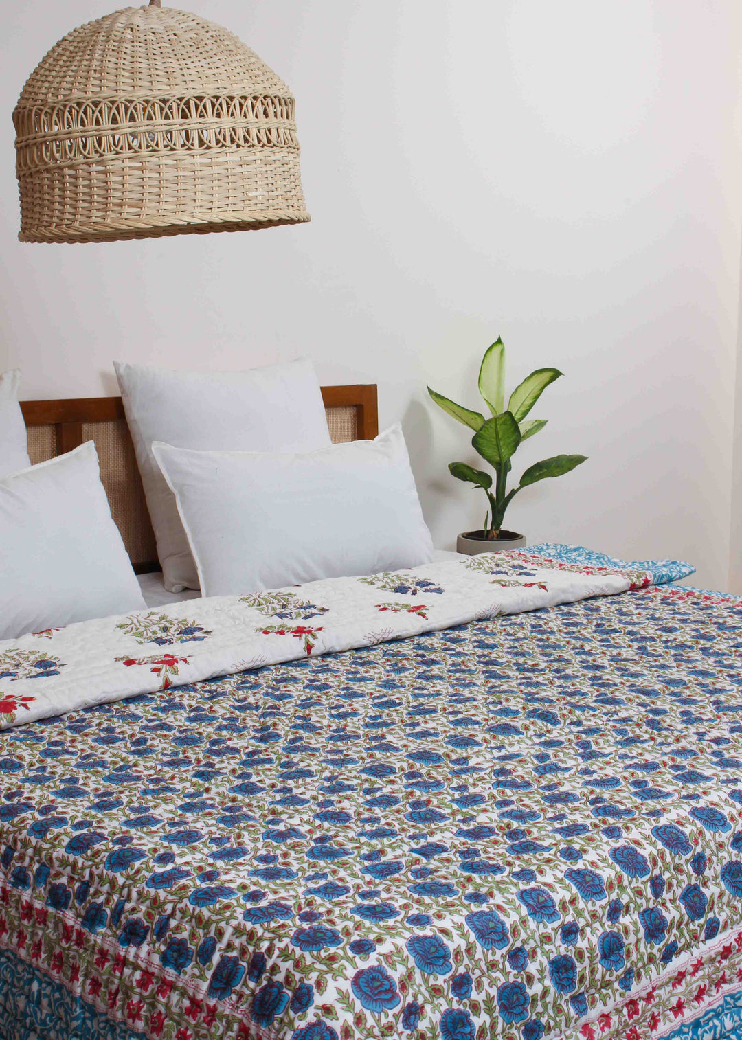 Gemstone Highs Cotton Hand Block Printed Bed Quilt