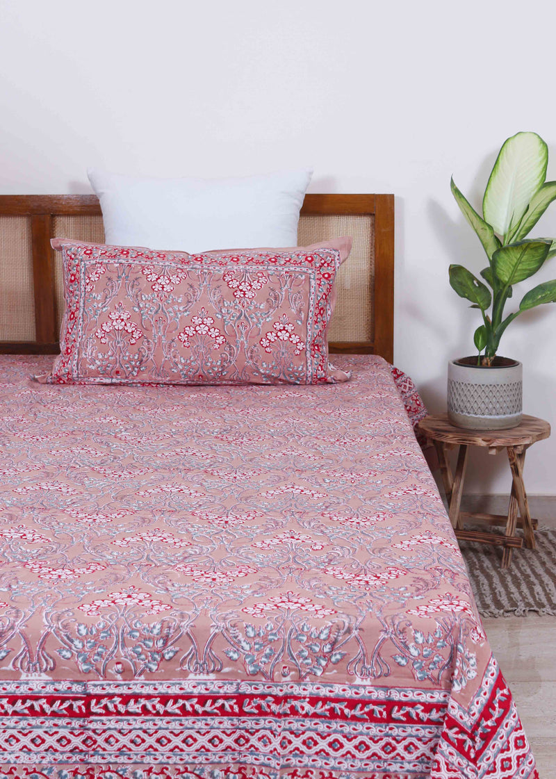 Town Road Bloom Blush Cotton Hand Block Printed Bed Linens