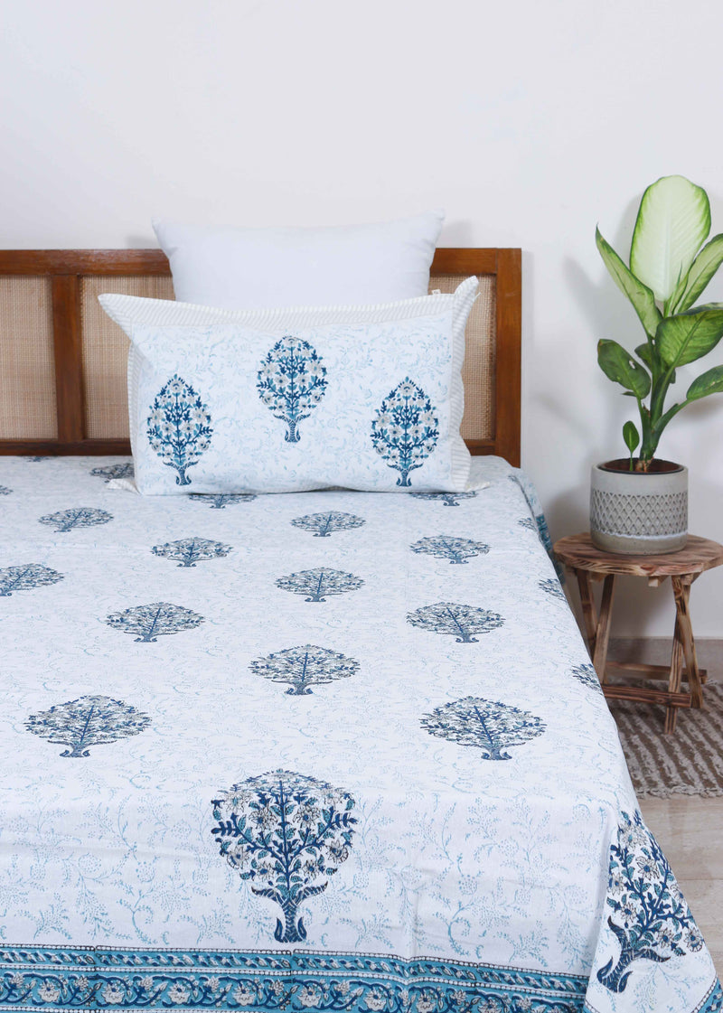 Tree of Blues Cotton Hand Block Printed Bed Linens