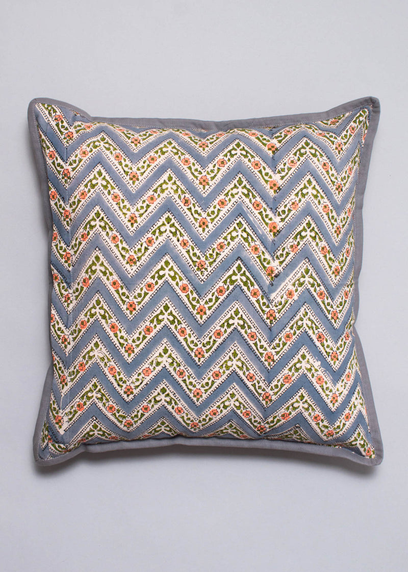 Creepers in Chevron Hand Block Printed Cushion Cover