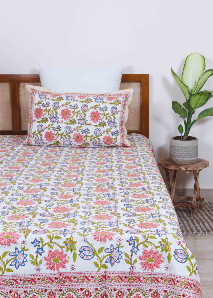 Violin Vines Cotton Hand Block Printed Bed Linens