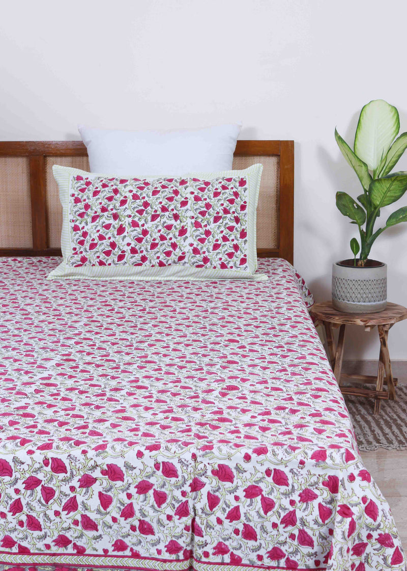 Medley of Crimson Cotton Hand Block Printed Bed Linens