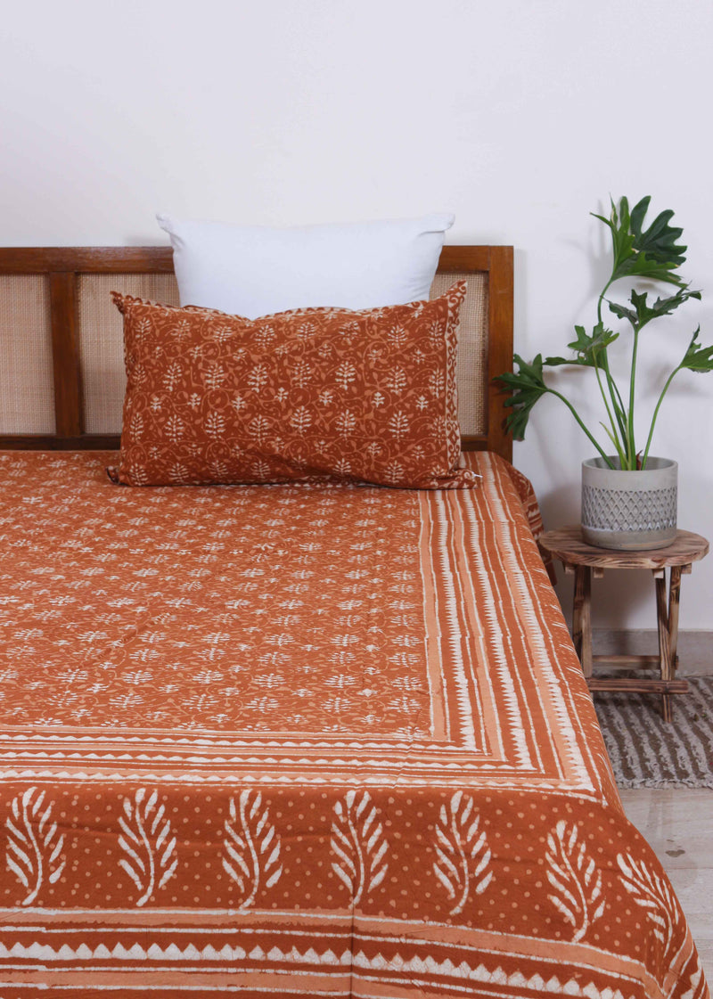 Vermilion Of Dawn Cotton Hand Block Printed Bed Linens