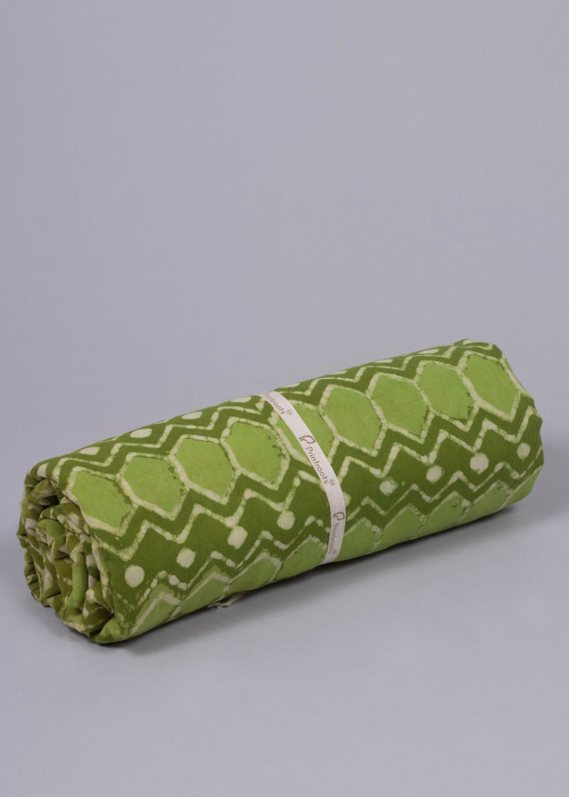 Diamond In The Rough Waters  Lime Green  Cotton Hand Block Printed Fabric (1.50 Meter)