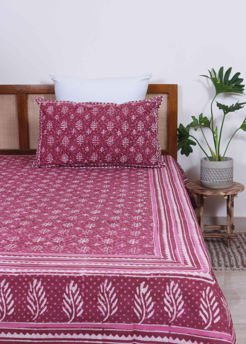 Magenta Of Dawn Cotton Hand Block Printed Bed Linens