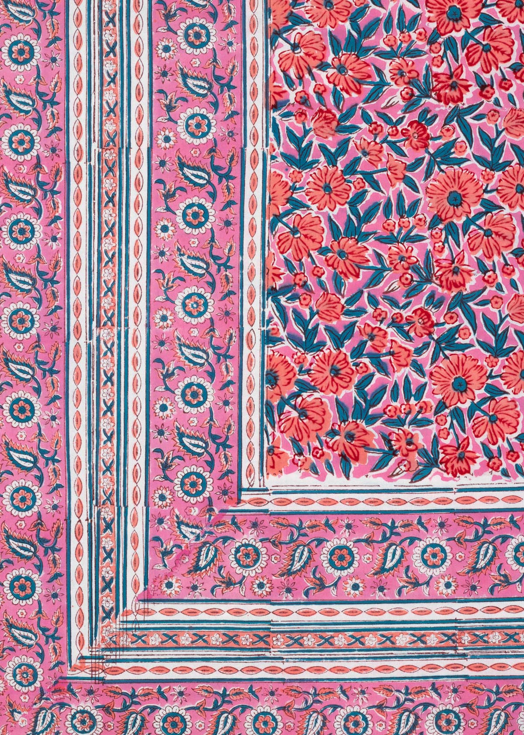 Cerise Downpour Hand Block Printed Cotton Bedsheet