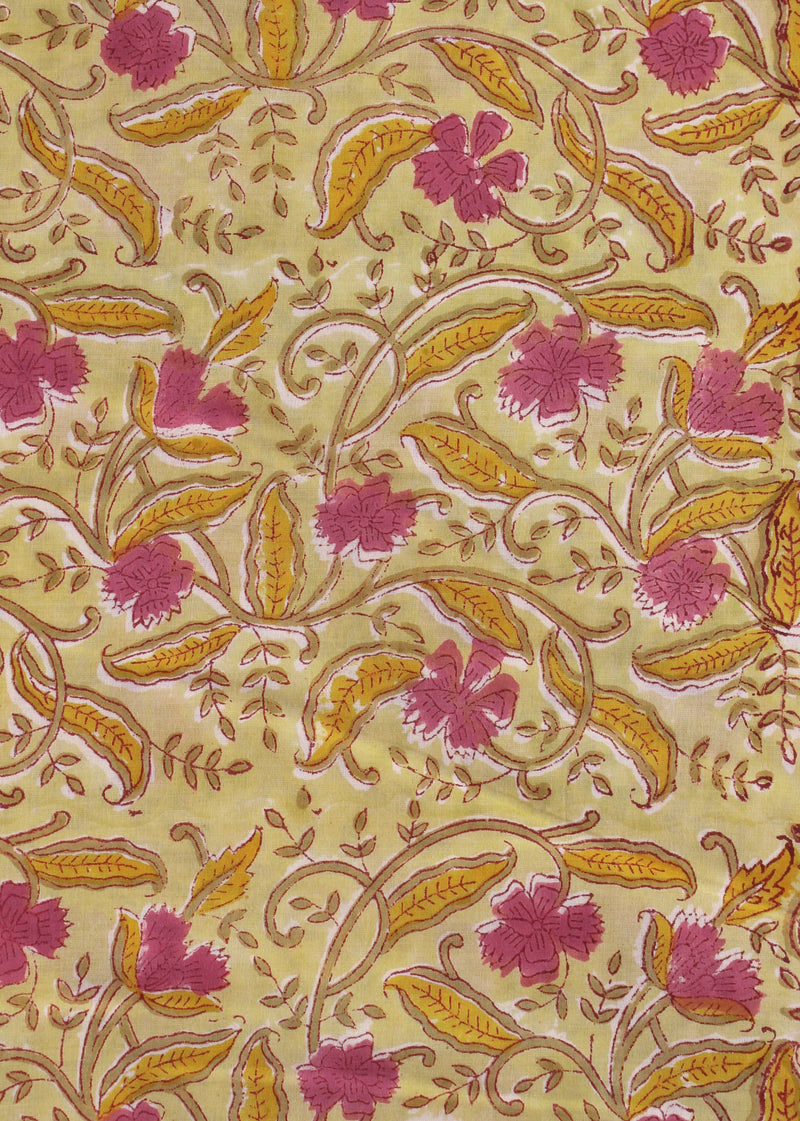 Faithless Afternoons Cotton Hand Block Printed Fabric (3.80 Meter)