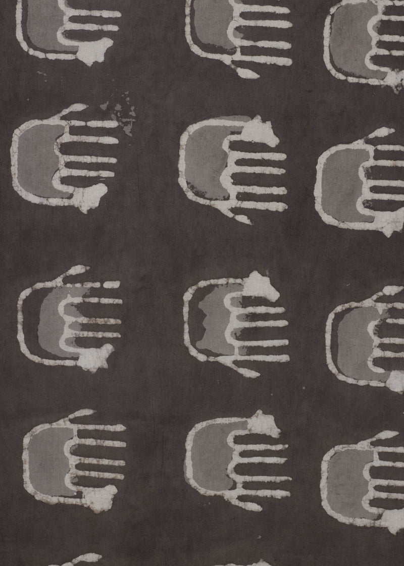 Grassland  Taupe Gray Hand Block Printed Fabric (2.90 Meter)
