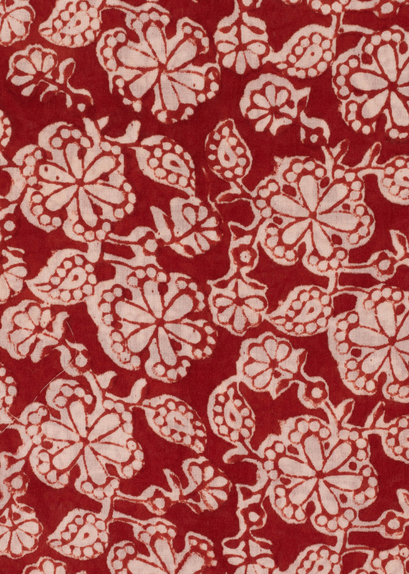 Surkh-Siyah Red Champa Hand Block Printed Fabric (3.00 Meter)