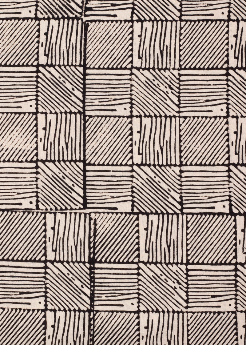 Hashed Lines Syahi Cotton Hand Block Printed Fabric