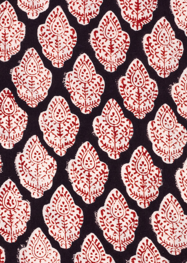 Forlorn Black Cotton Hand Block Printed Fabric