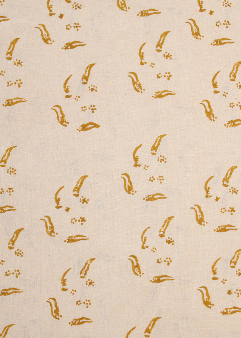 Feather Flows Cotton Hand Block Printed Fabric