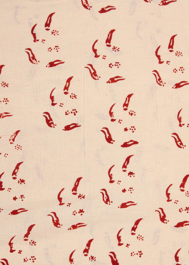 Feather Flows Cotton Hand Block Printed Fabric (3.00 Meter)