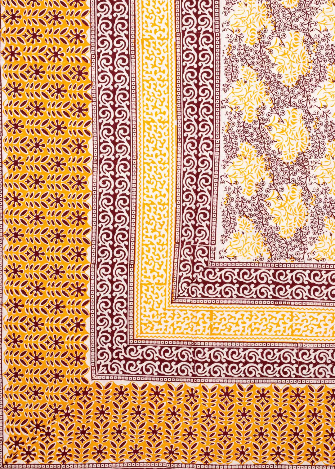 Ochre Vines Hand Block Printed Cotton Bedsheet