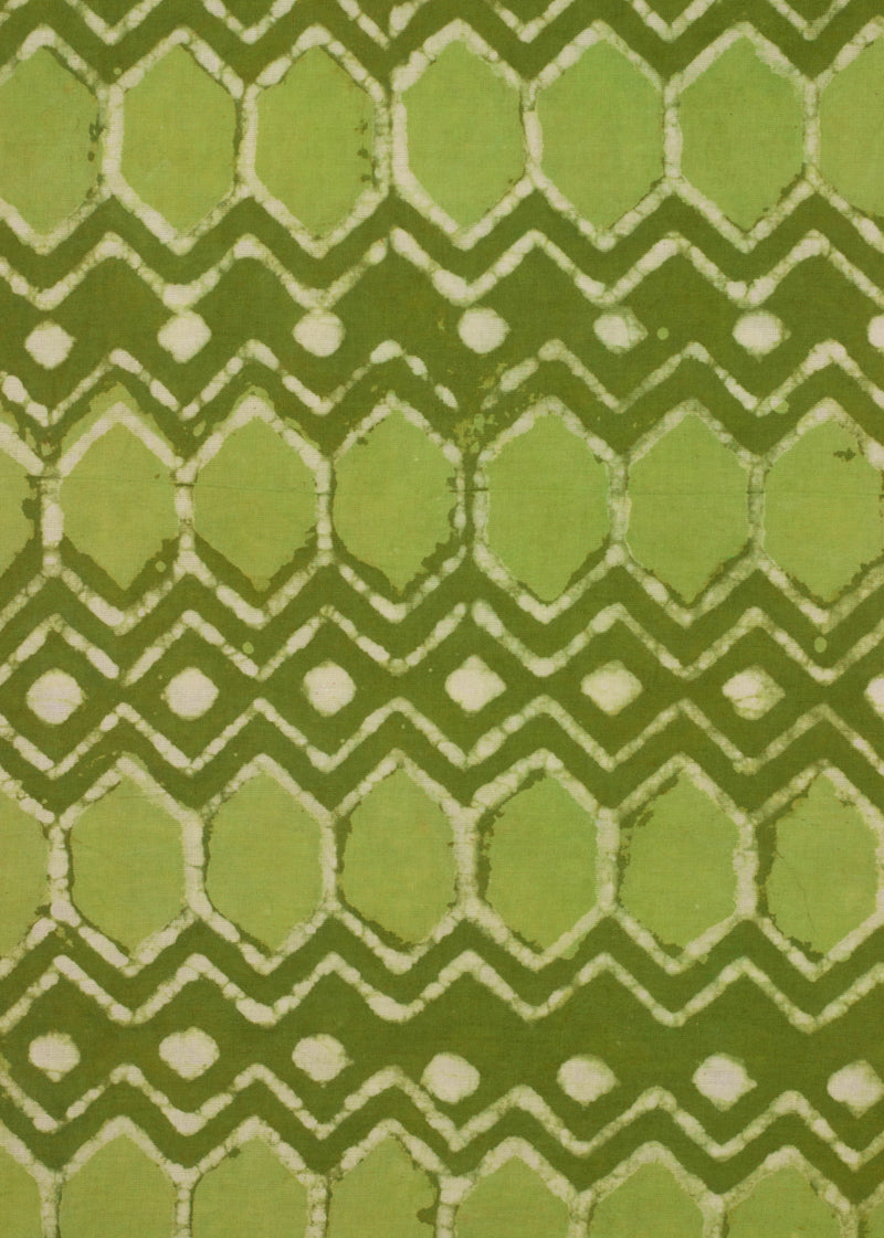 Diamond In The Rough Waters  Lime Green  Cotton Hand Block Printed Fabric (1.50 Meter)