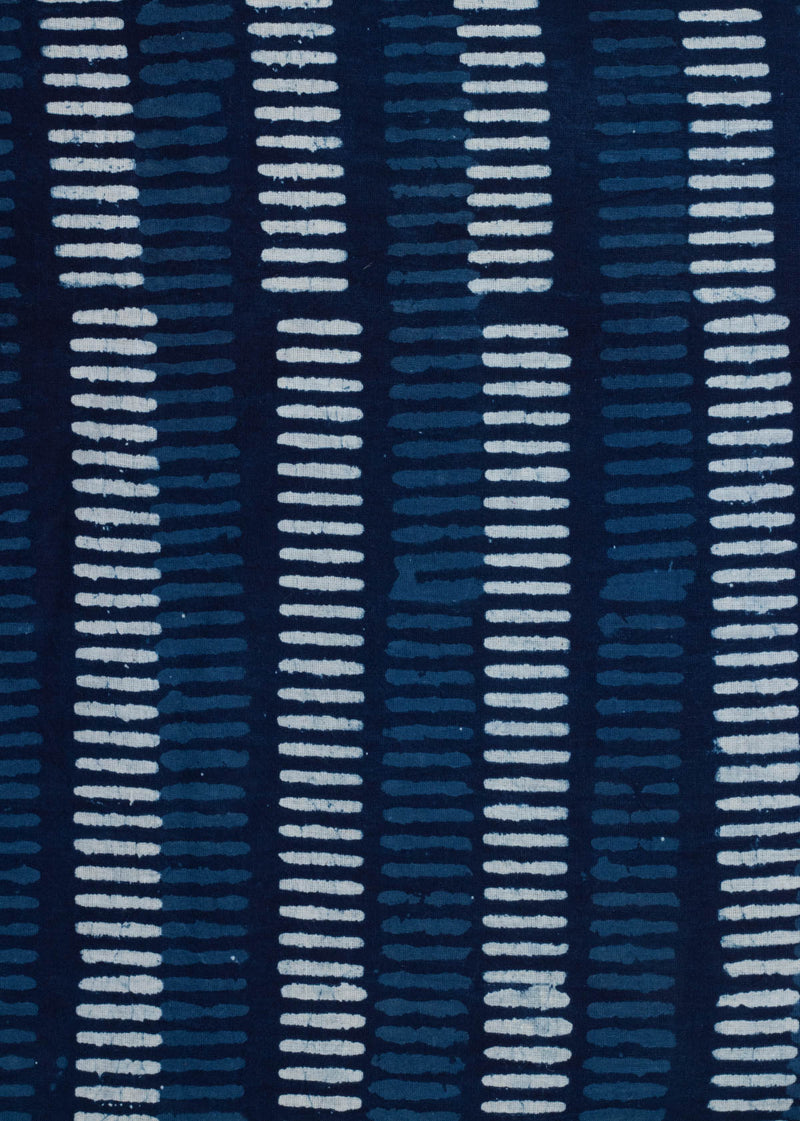 Grass Meadow Indigo Hand Block Printed Fabric (1.00 Meter)