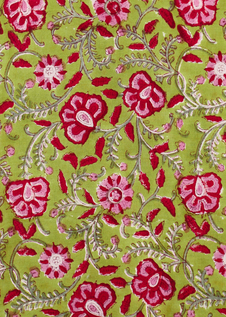 Neverland Cherries Cotton Hand Block Printed Fabric