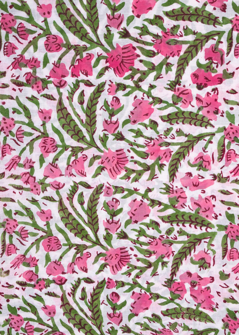 Beaches Pink Mulmul Hand Block Printed Fabric (2.80 Meter)