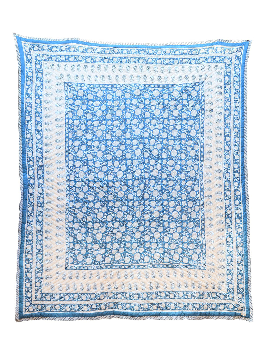 Gentle Joys Cotton Hand Block Printed Bed Quilt