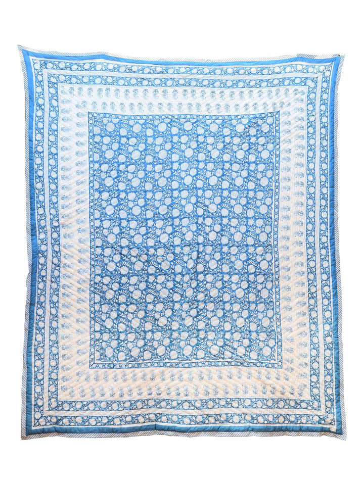 Gentle Joys Cotton Hand Block Printed Bed Quilt