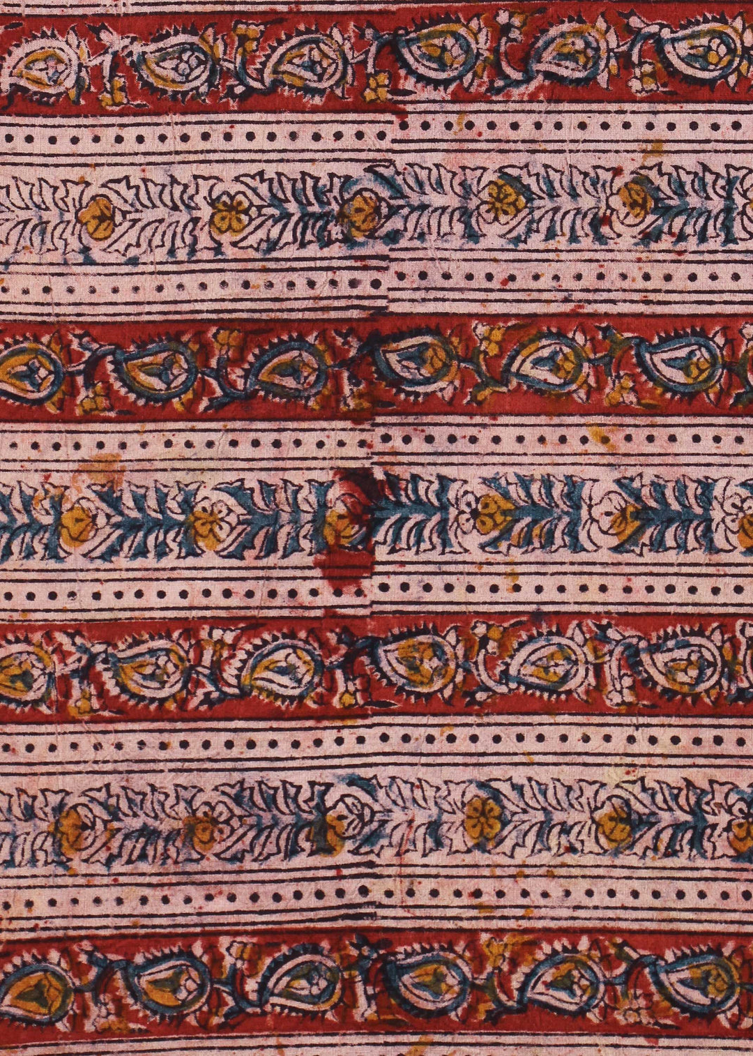 Walls of Eden Rust Cotton Kalamkari Hand Block Printed Fabric