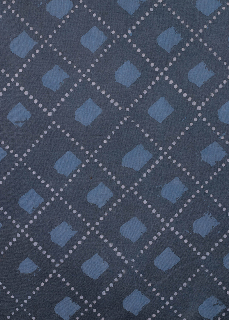 Ceaseless Cobalt Blue Hand Block Printed Chanderi Fabric