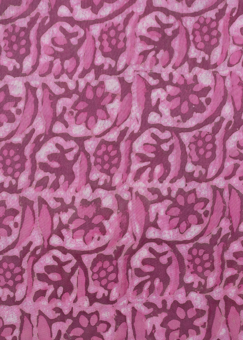 Twisting And Twirling Taffy Pink Hand Block Printed Chanderi Fabric