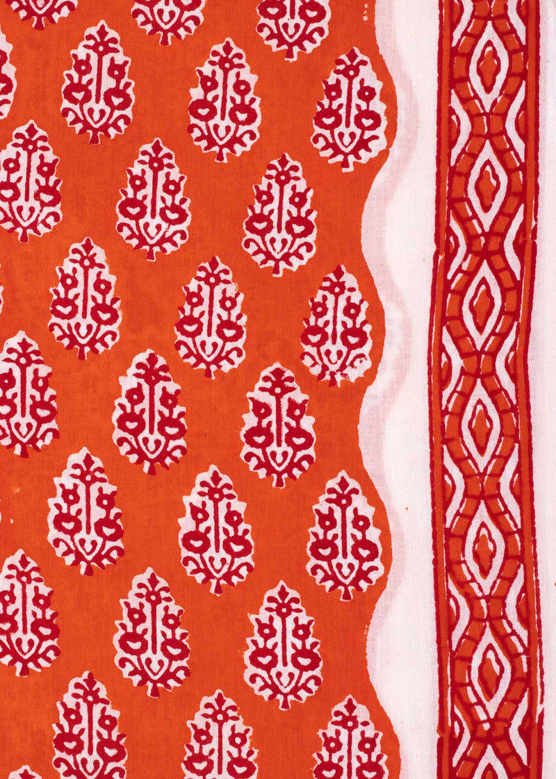 Rosebud Red Cotton Hand Block Printed Fabric