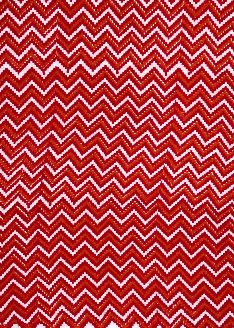 Red Cotton Hand Block Printed Fabric